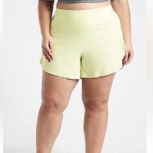 Athleta RUN WITH IT Shorts Pastel Yellow NEW NWT
